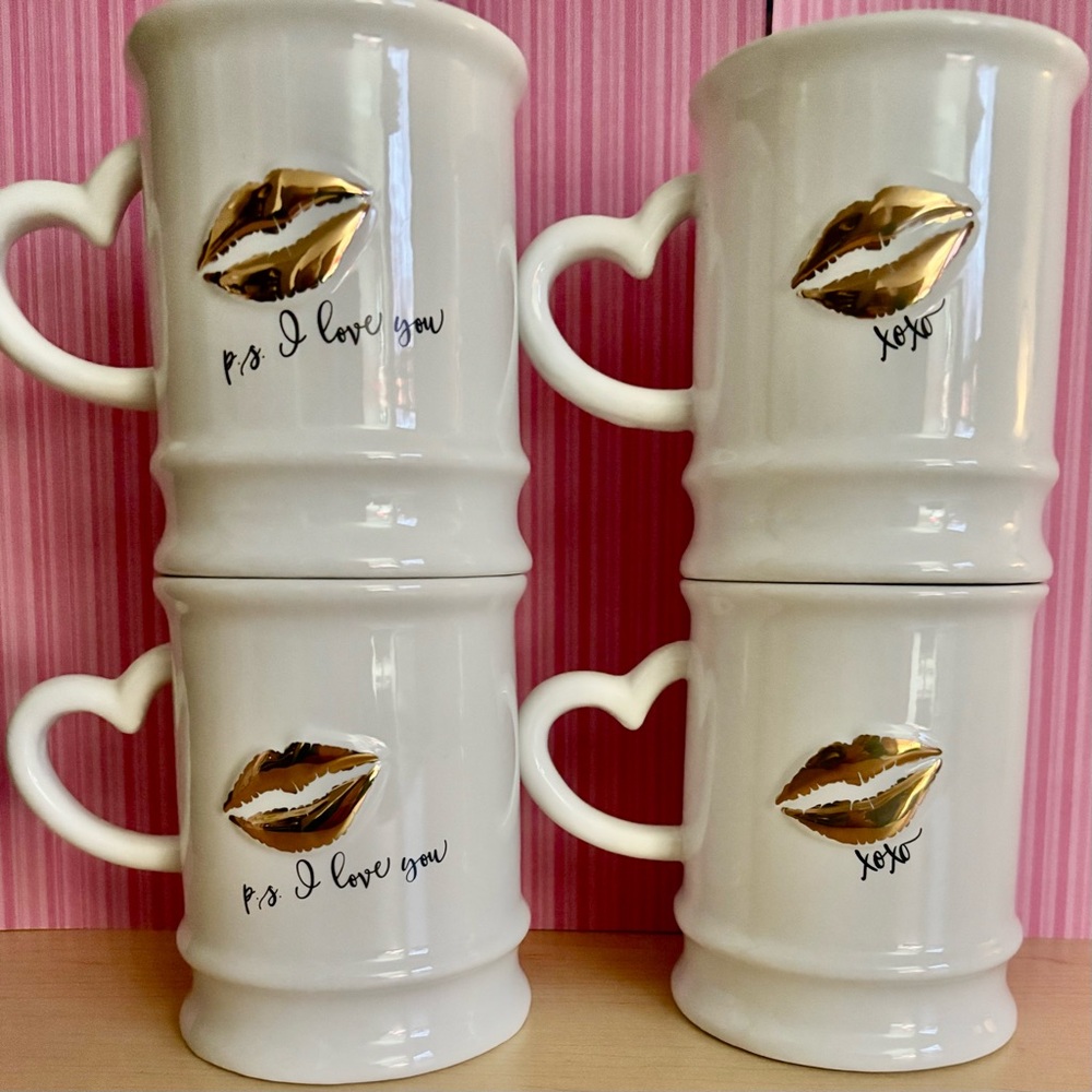 NWT Set of 4 Mud Pie Beverage Mugs
Perfect for your Valentine(s) Gift 💘 
16 oz.